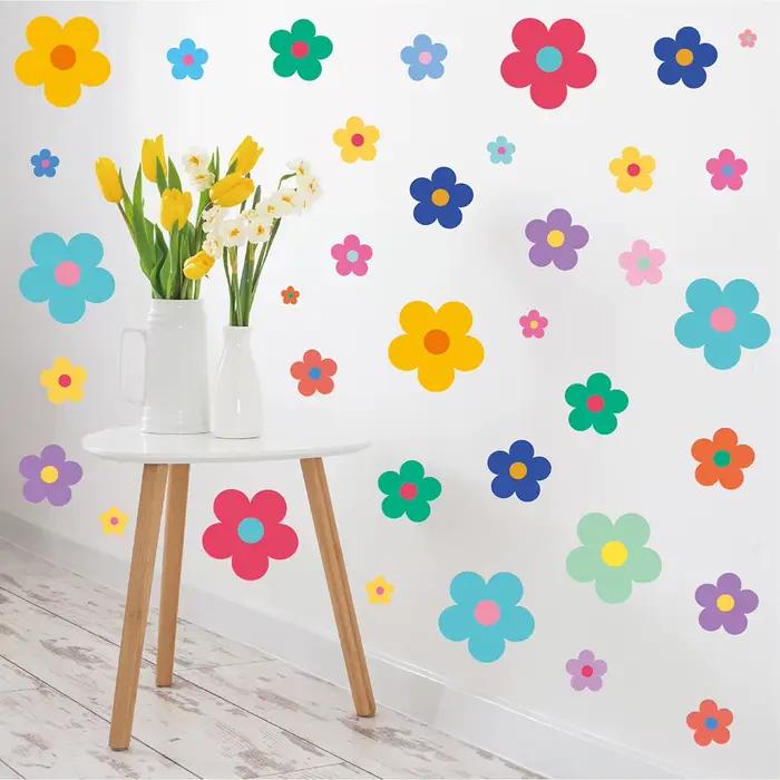 Stickers muraux de fleurs fantastiques colorées – Autocollant, style contemporain, décoration d'inté