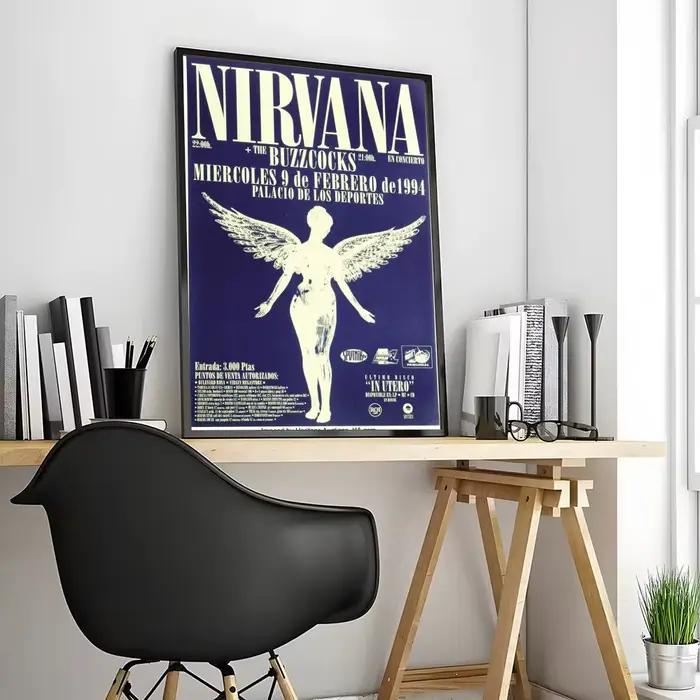 Affiche sur toile de calligraphie de peinture de groupe A-N-Nirvana-Rock: sans plis, imperméable, Du