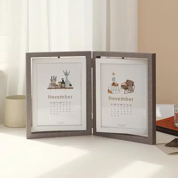 Cadre photo rotatif double face créatif, table de cadre photo, affichage de photo de couple, cadeau 