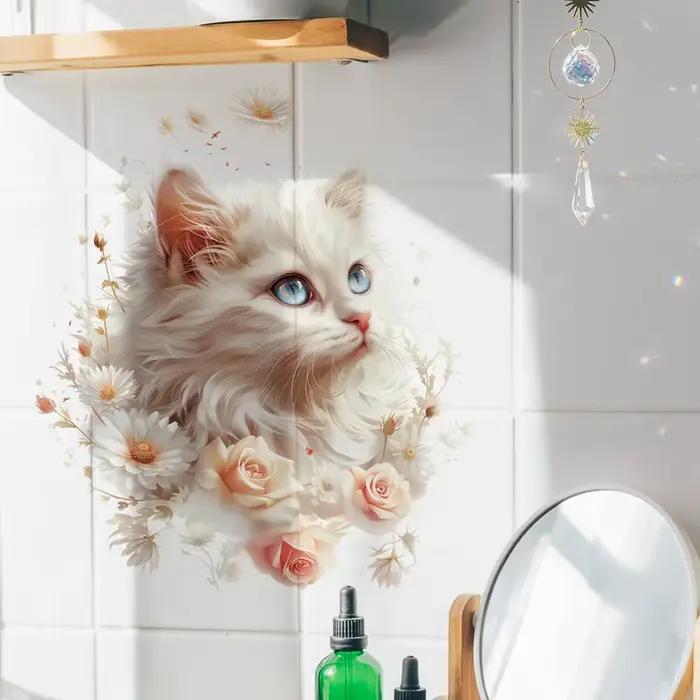 Autocollants muraux chat mignon pour enfant, décoration pour chambre de bébé, décoration murale pour