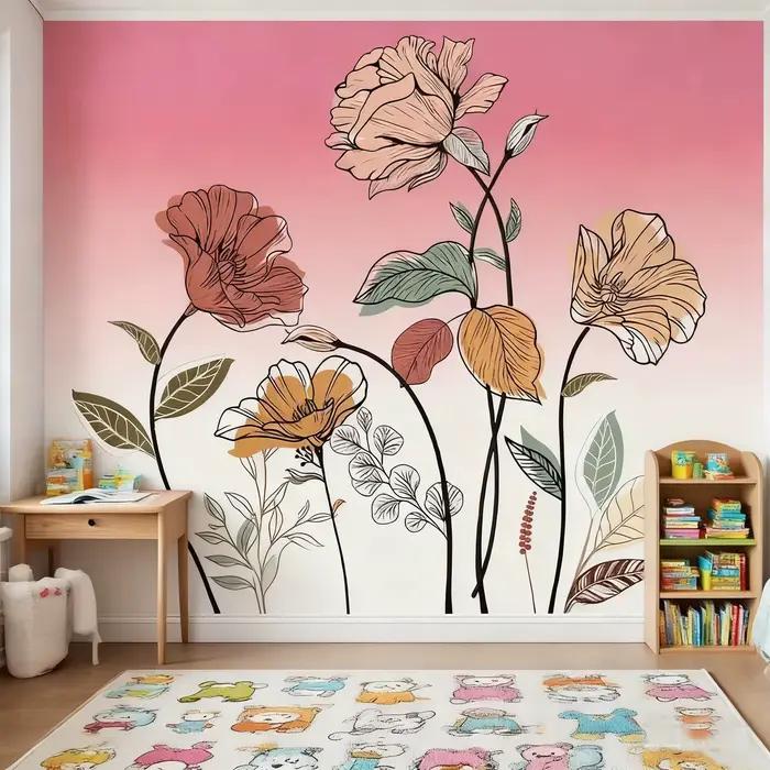 1 autocollant mural floral de style bohème, adapté à la décoration murale de la maison, de la chambr