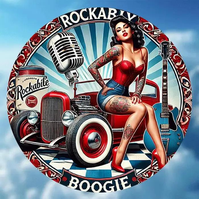 Décoration murale en métal vintage Rockabilly Rock 'n' Roll - Affiche rétro des années 1950 d'une gr