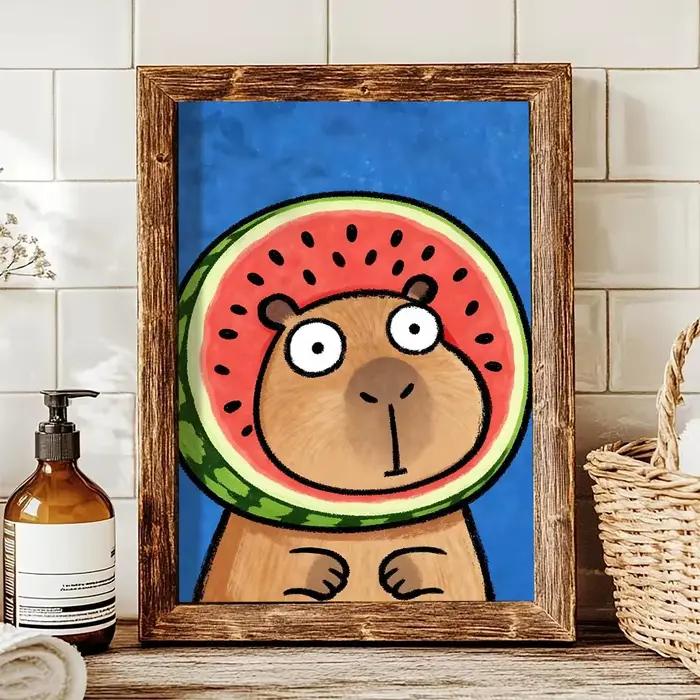 Peinture de dessin animé Kicapara simple et mignonne, images de calligraphie, décoration murale inté