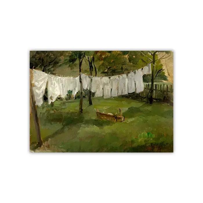 Peinture à l'huile de blanchisserie de ferme, impression d'art Vintage, décoration murale de chalet,