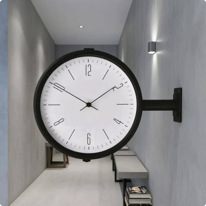 Horloge murale double face, horloge numérique silencieuse avec support latéral, décorations d'horlog