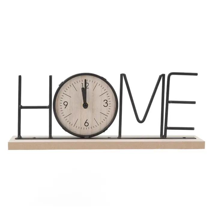 1Pc étagère de bureau horloge bois fer Art à piles moderne décoratif lettre Table horloge ornement p