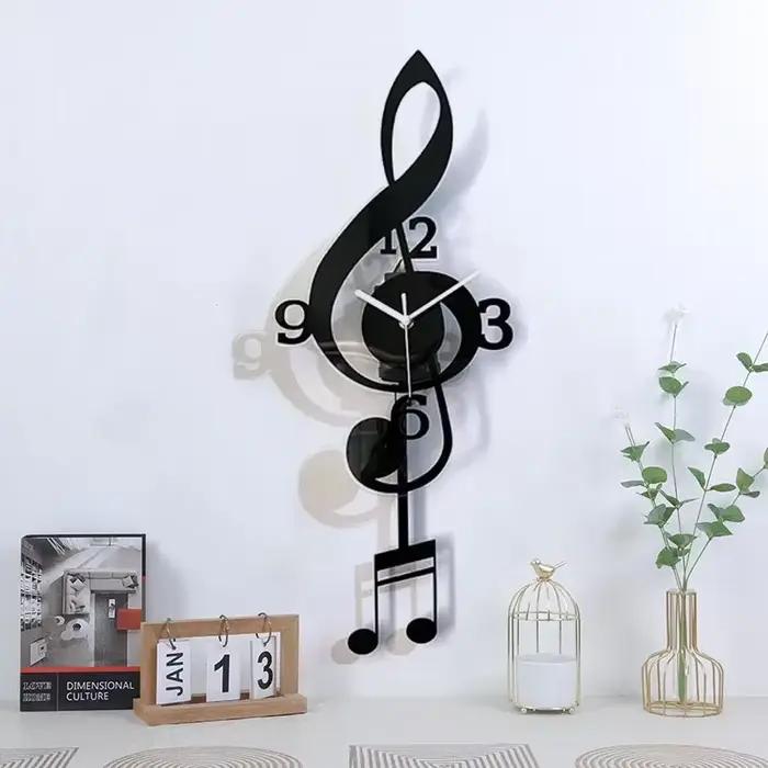 Mode créative symboles de musique salon balançoire horloge murale décoration de la maison horloge Si