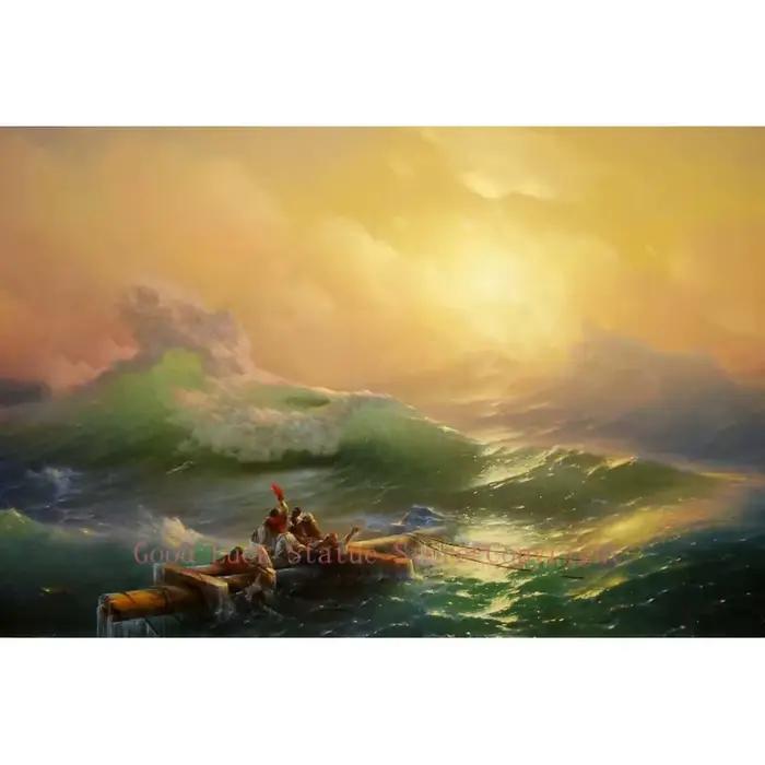 Peinture d'art sur toile, la 9ème vague, bateau, impression d'océan, # Ivan Aivazovsky, vente en gro