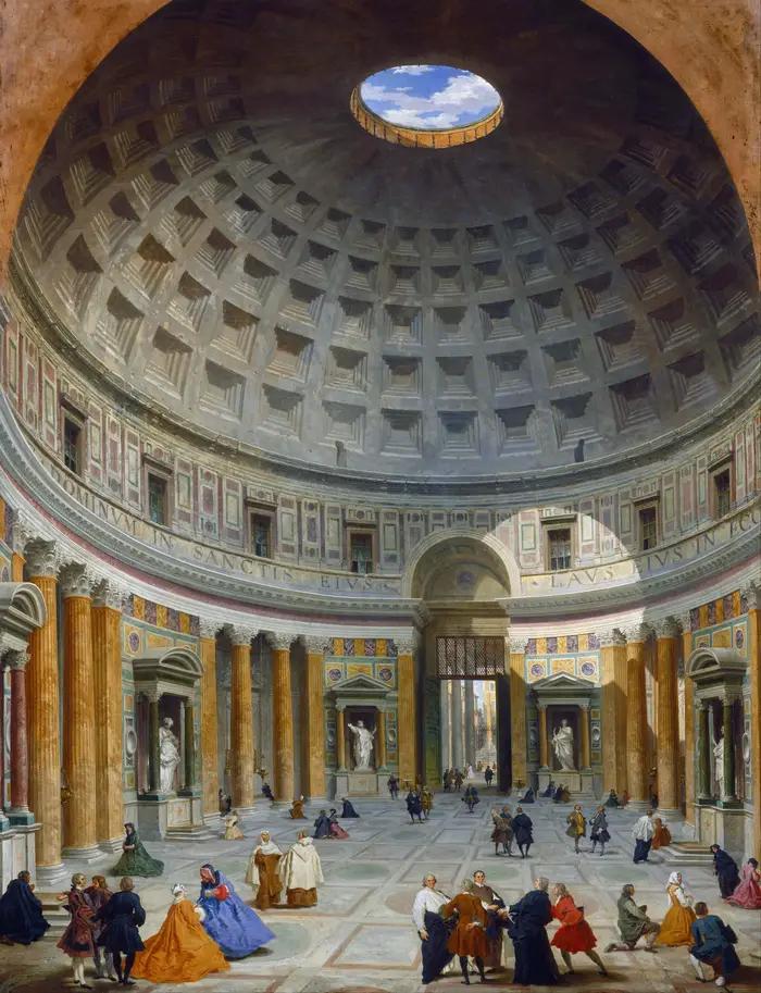 Peinture à l'huile de panthéon de la Rome antique, affiche et imprimés du colisée romain, images d'a