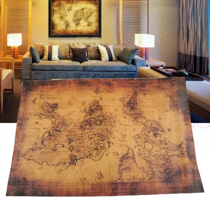Grande affiche en papier rétro de Style Vintage Globe carte du vieux monde cadeaux 71x51cm livraison