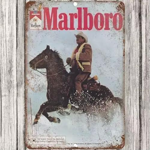 Pancarte Murale en Étain Rétro Amusante avec Motifs de Tabac, Cigarettes, Cowboy et Indicateurs Arti