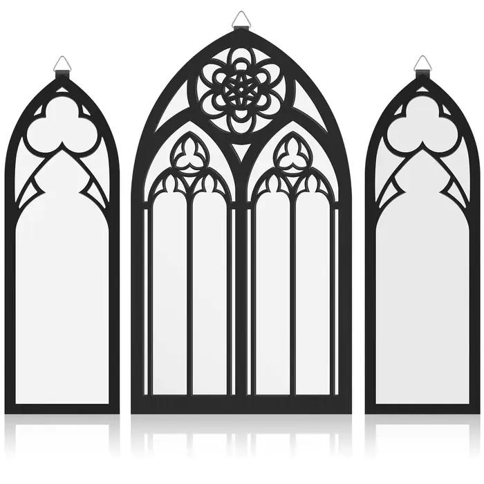 Miroirs gothiques, 8 Styles, décoration murale, cadre en arc de cathédrale Vintage, miroir décoratif