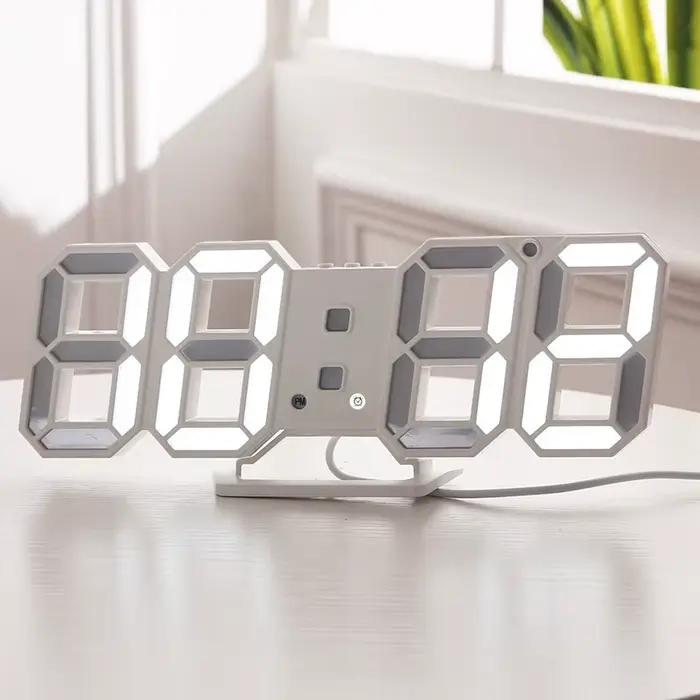 Horloge murale LED 3D Design moderne horloge de Table numérique alarme veilleuse Saat horloge murale