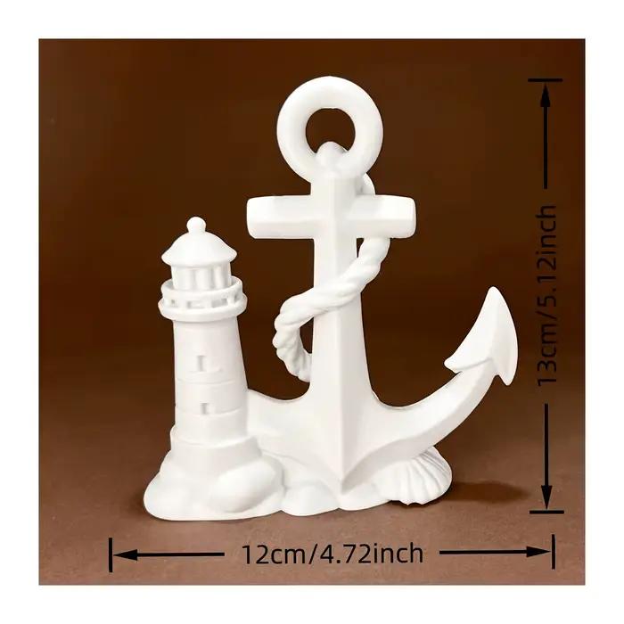 Statuette DIY Ancrage Nautique et Phare pour Décoration de Maison ou Bureau Thème Plage, Ornement de