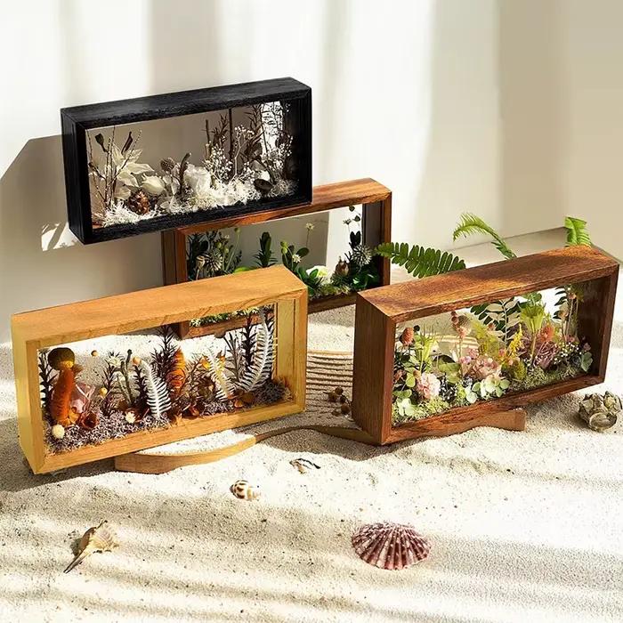Cadre Photo 3D en bois, porte-échantillon de fleurs séchées, fait à la main, affichage du travail ma