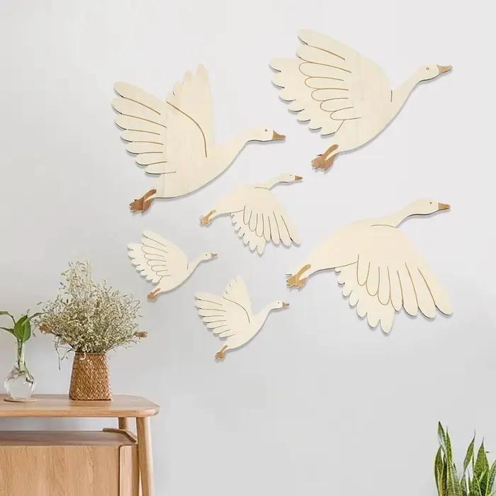 Décoration murale en bois d'oiseaux en vol, décoration d'intérieur pour salon, salle à manger, décor