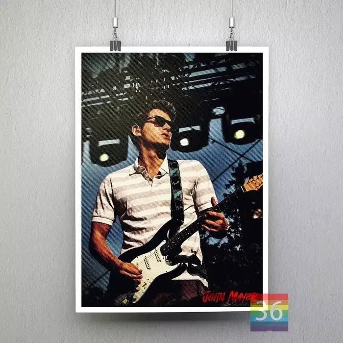 Affiche de musique rock avec impression sur toile, John Mayer, chanteur de rock américain, image d'a