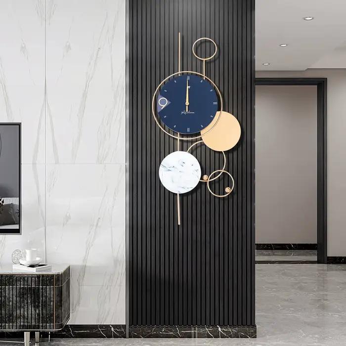 Grandes horloges murales pour décor de salon, métal intérieur, or, chic, décoratif, à piles, silenci