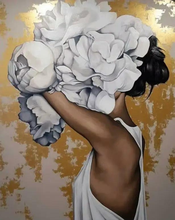Affiche imprimée de Portrait de femme florale, à la mode, pour salon, décoration de maison, fleurs m