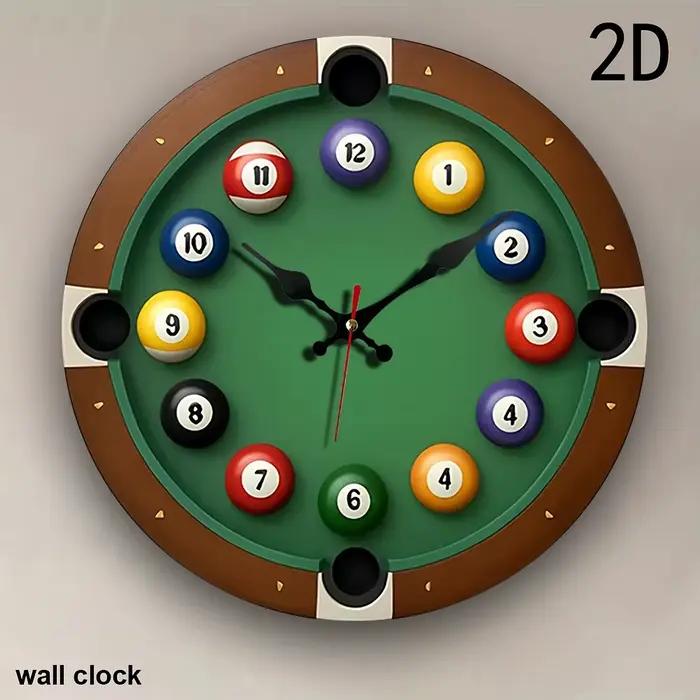 Horloge murale silencieuse au Design de Table de billard sans tic-tac, boules de billard créatives e
