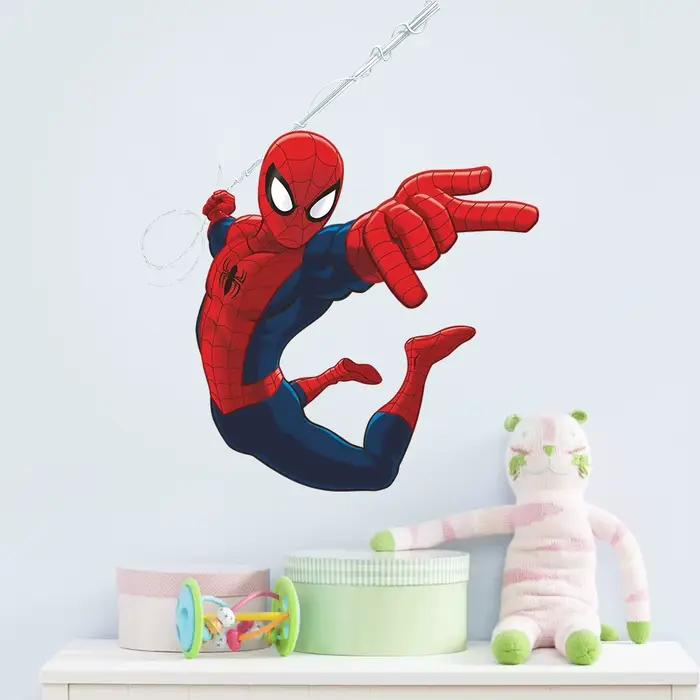 Autocollants muraux créatifs Super héros Spiderman, pour chambre d'enfants, décoration de la maison,