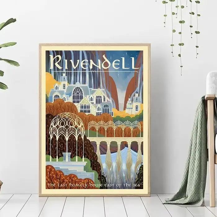 Affiches de peinture sur toile Vintage du seigneur des anneaux, imprimés de films d'art de voyage de
