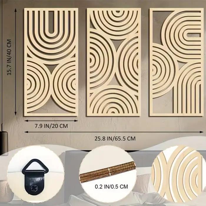 Peintures murales murales en bois Art déco, arc creux abstrait, cuisine bohème, salle de bain, décor