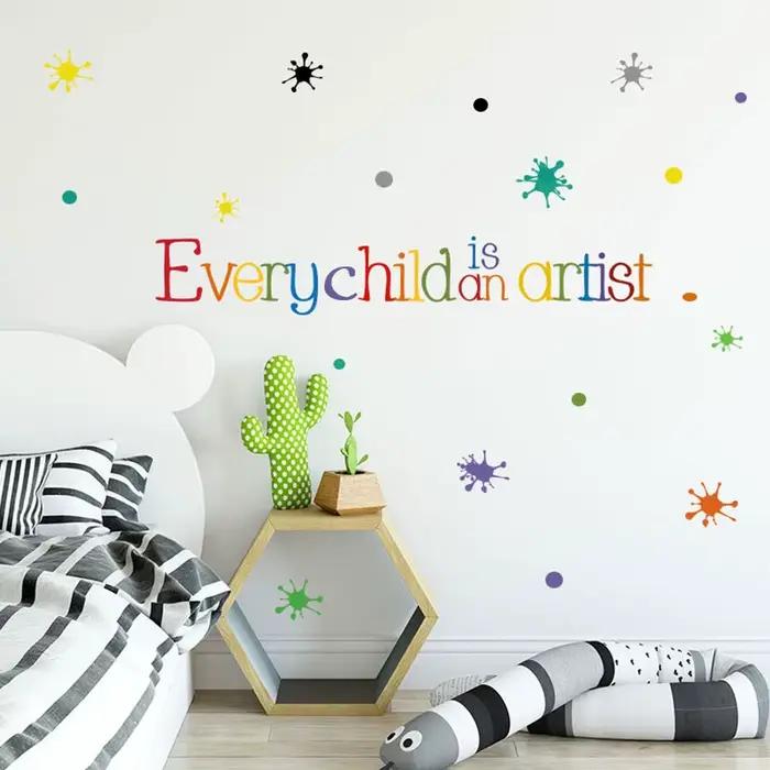 Autocollant Mural coloré pour chaque enfant, alphabet anglais, décoration de chambre à coucher, Art 