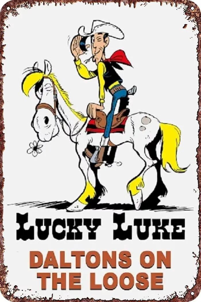 1v, Lucky Luke: Daltons sur le lâche amusant rétro signe en étain affiche Bar Restaurant café décora
