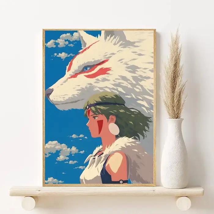 Affiche d'anime p-princesse m-mononoke, peinture sur toile imprimée d'esthétique minimaliste pour sa