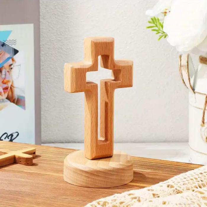 Croix bois Crucifix debout jésus mur en bois religieux chrétien Table décoration cadeaux église sain