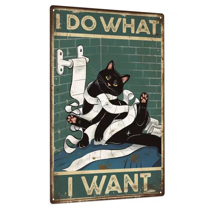 Putuo Decor-Affiche de chat noir 18/signe, décor d'art mural pour la salle des toilettes, décor HOWa