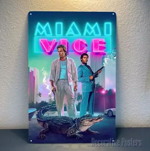 Affiche métallique du film Miami Vice - Panneau de collection -