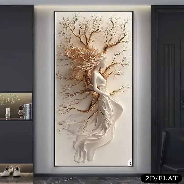 Peinture sur toile d'arbre de vie Extra Large, 1 pièce, affiche d'art murale moderne et minimaliste,