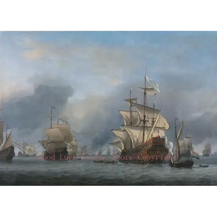 Peinture de la Capture du Prince Royal, 13 juin 1666, # Willem van de Velde des pays-bas, vente en g
