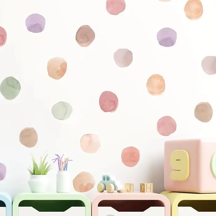 Autocollants à points bohème pour chambre d'enfant, décoration murale auto-adhésive pour maternelle,