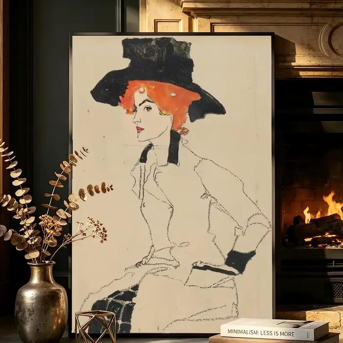 E-Egon Schiele Art Classic Painting Poster HD autocollants muraux auto-adhésifs pour chambre à couch