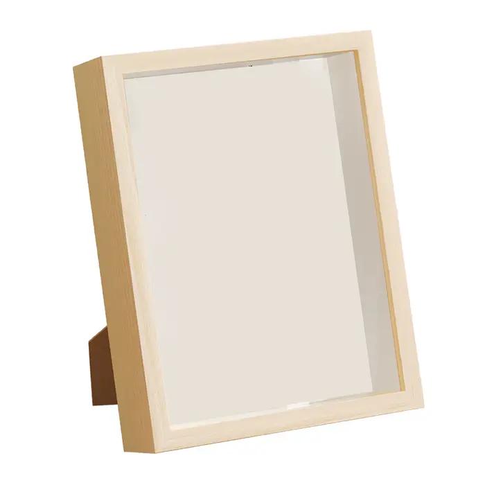 Cadre photo 3D en bois bricolage, boîte d'ombre, vitrine de fleurs séchées, décor de billets de fleu