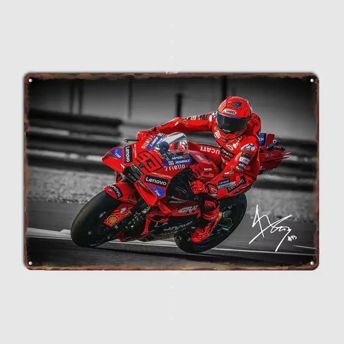Affiche de course moto Marc Marquez, plaque métallique, décoration personnalisée pour club, bar, cha
