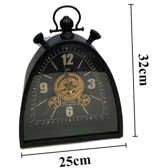 Horloge de Table Antique rétro en métal, silencieuse, horloge de bureau avec équipement rotatif, déc