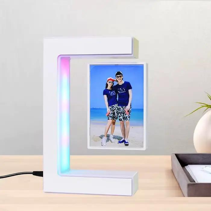Cadre photo flottant, support d'image rotatif à 360°, cadeau créatif pour la maison, le bureau, les 