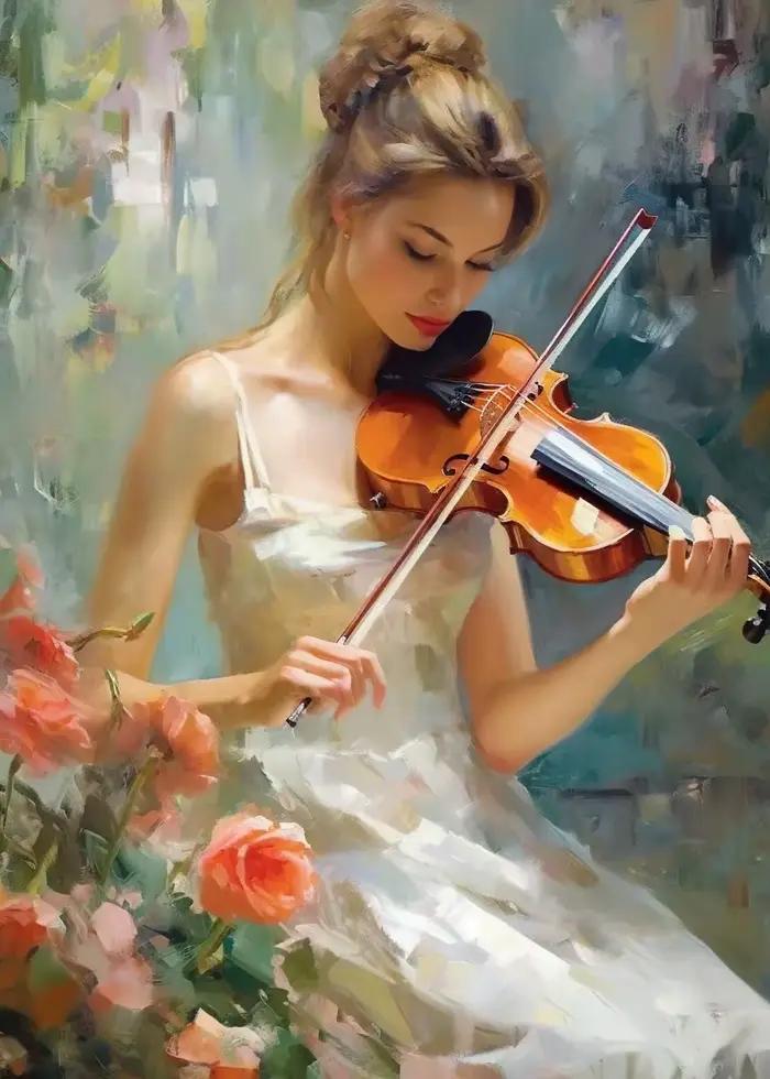 AZNM Impression sur toile de peinture à l'huile vintage élégante représentant une femme, un piano et