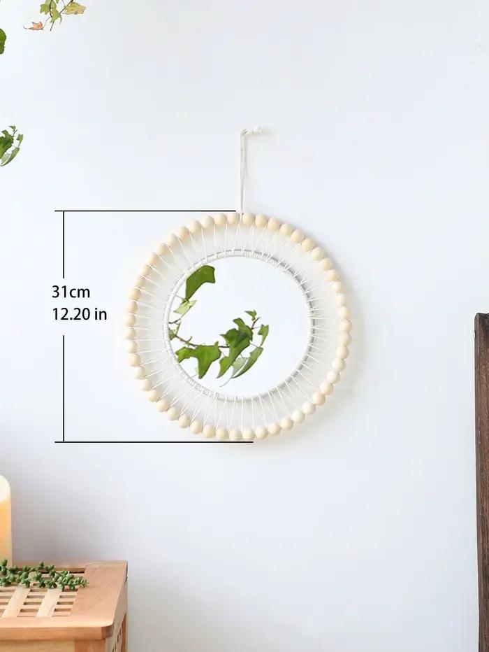 Miroirs décoratifs en perles de bois tissées à la main, décoration murale Boho Condo, style nordique