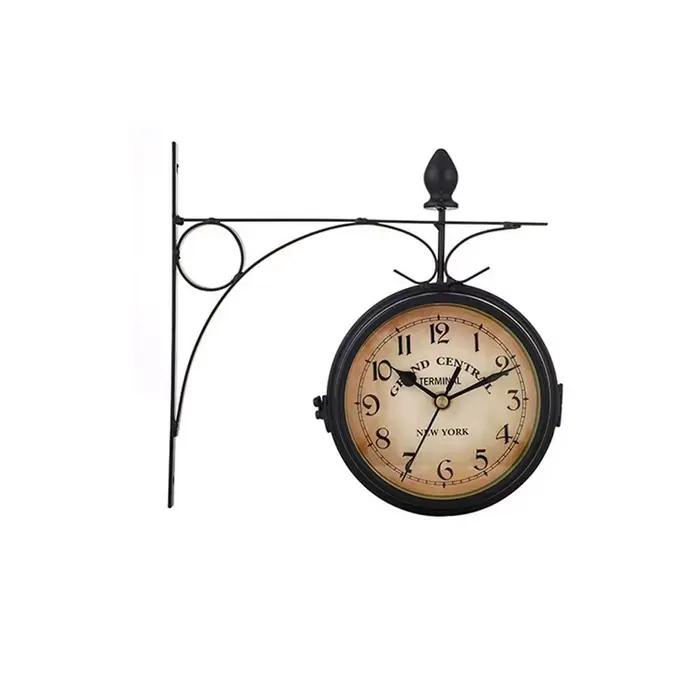 Horloge murale double face en métal, horloge rétro durable, décoration d'intérieur, décoration de ja