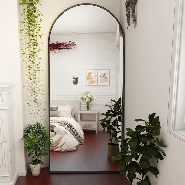 Miroir Mural Book ine Longueur en Arc de 71x26 Pouces, Miroir de Sol avec Support, Miroir Complet en