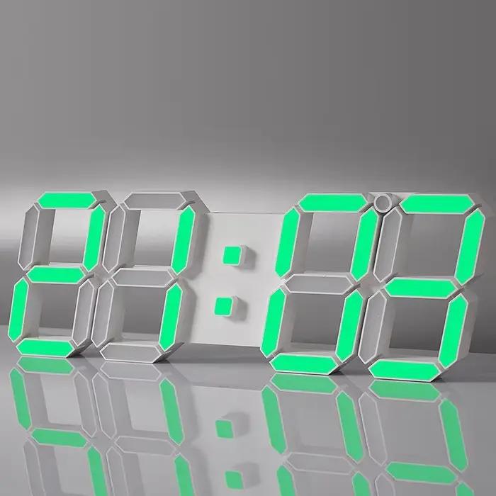 Grande horloge murale LED 3D avec télécommande, horloge électronique au Design moderne avec fonction