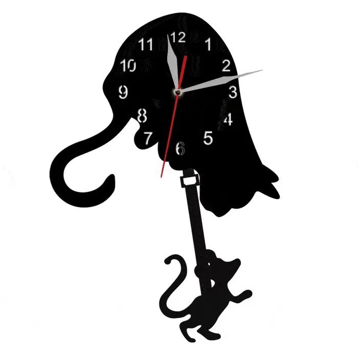 Horloge à pendule chat et souris, jeu de chat et de souris, art mural, chasseur, décoration murale m