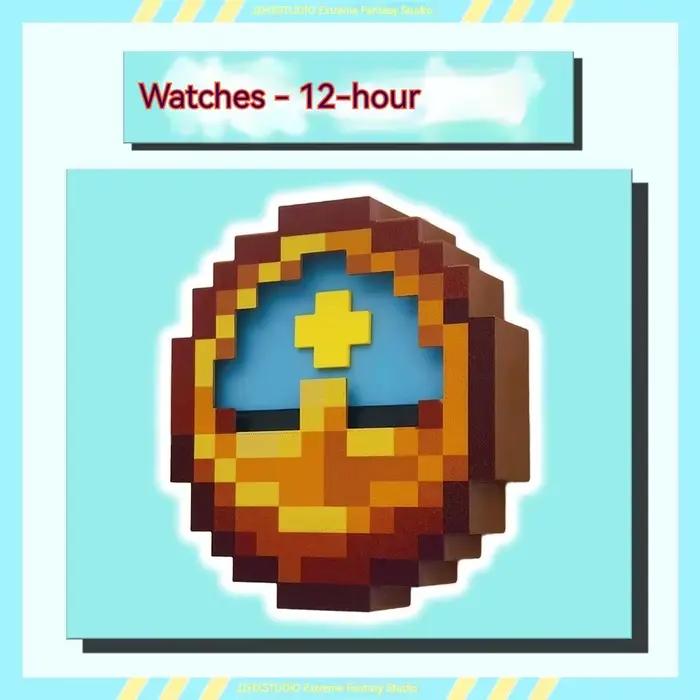 Horloge solaire et lune, Style Pixel Art rétro Chic, améliorée, 24 heures, 12 heures, périphériques 