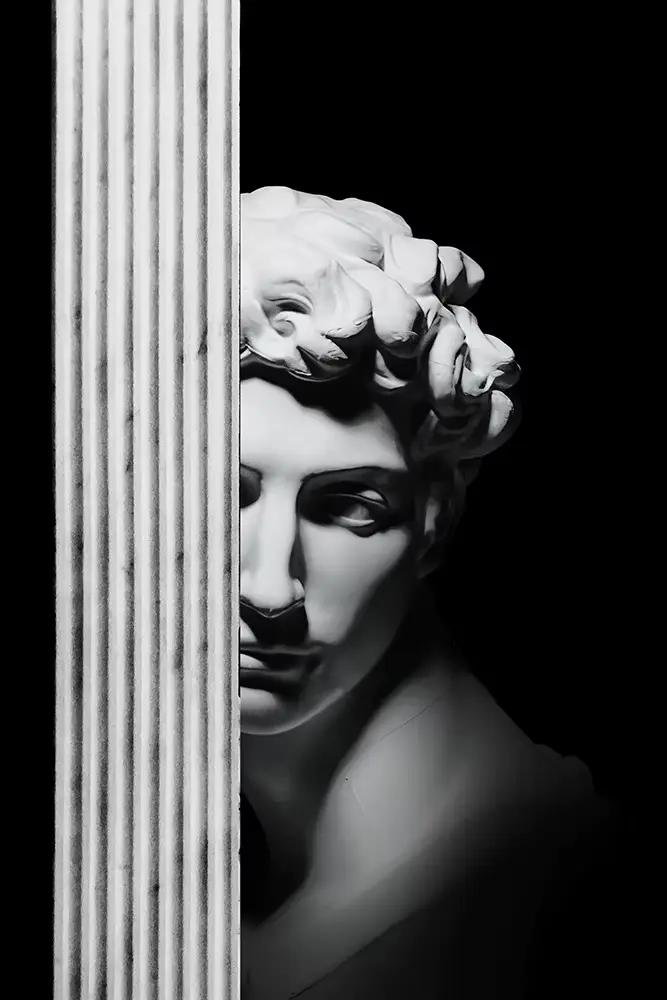 Statue de David moderne noir et blanc, Sculpture, peinture sur toile sur le mur, affiches d'art impr