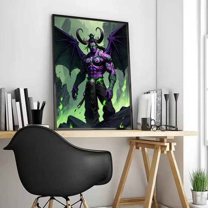 Affiche sur toile de calligraphie de peinture World of Warcraft: sans plis, imperméable, Durable, dé